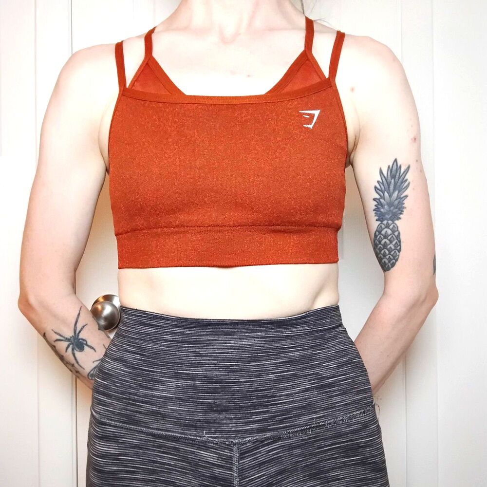 Gymshark Adapt Fleck Seamless Sports Bra Size Small Brown Orange